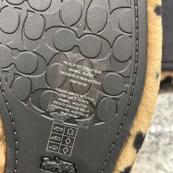 Coach Women's 8 B Sig Shrlg Slip CC069 Signature Shearling Mules Coconut Black - Picture 7 of 11